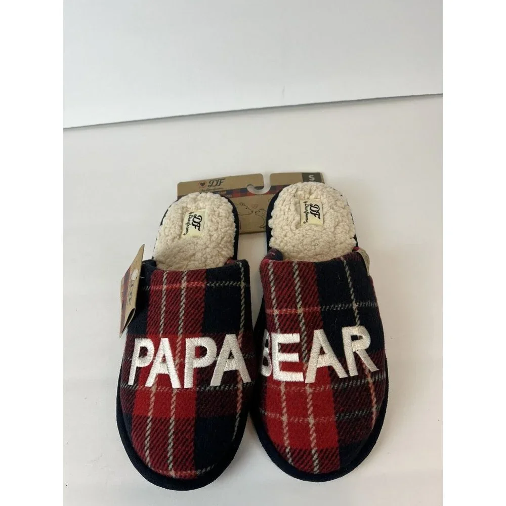 Papa Bear men's‎ plaid slippers small 7/8 Dearfoams